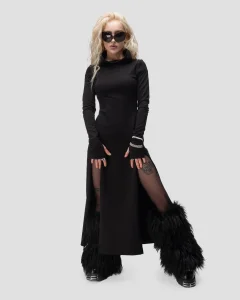 Платье Моном / Monom / черное женское, цвет черный, размер 46