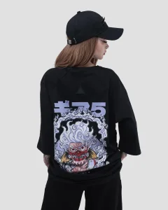 Футболка Луффи / Luffy / черная женская, цвет черный со светло серым, размер 44