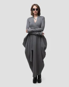 Платье Кимоно СЛ / Kimono SL / светло-серое женское, цвет светло-серый, размер 48