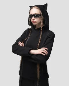 Толстовка Кэт / Cat / черная женская, цвет черный, размер 42