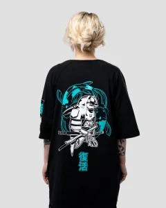 Футболка Рока / Roca / черная с бирюзовым женская, цвет черный с бирюзовым, размер 46