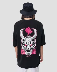 Футболка Они / Oni / черная с розовым мужская, цвет черный с розовым, размер 44