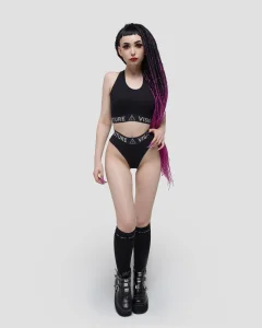 Трусы-танга с высокой талией Гамма / Gamma / черные женские, цвет черный, размер 38