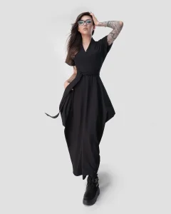 Платье Кимоно / Kimono / черное женское, цвет черный, размер 48