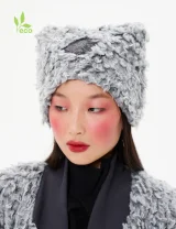 ШАПКА МиуМиу из вег-меха Серая - Ø 54 - S - Серый