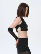 Короткий топ ОГОНЬ черный - M - Черный