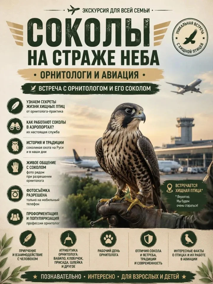 СОКОЛЫ НА СТРАЖЕ НЕБА. ОРНИТОЛОГИ И АВИАЦИЯ. Встреча с орнитологом и его соколом