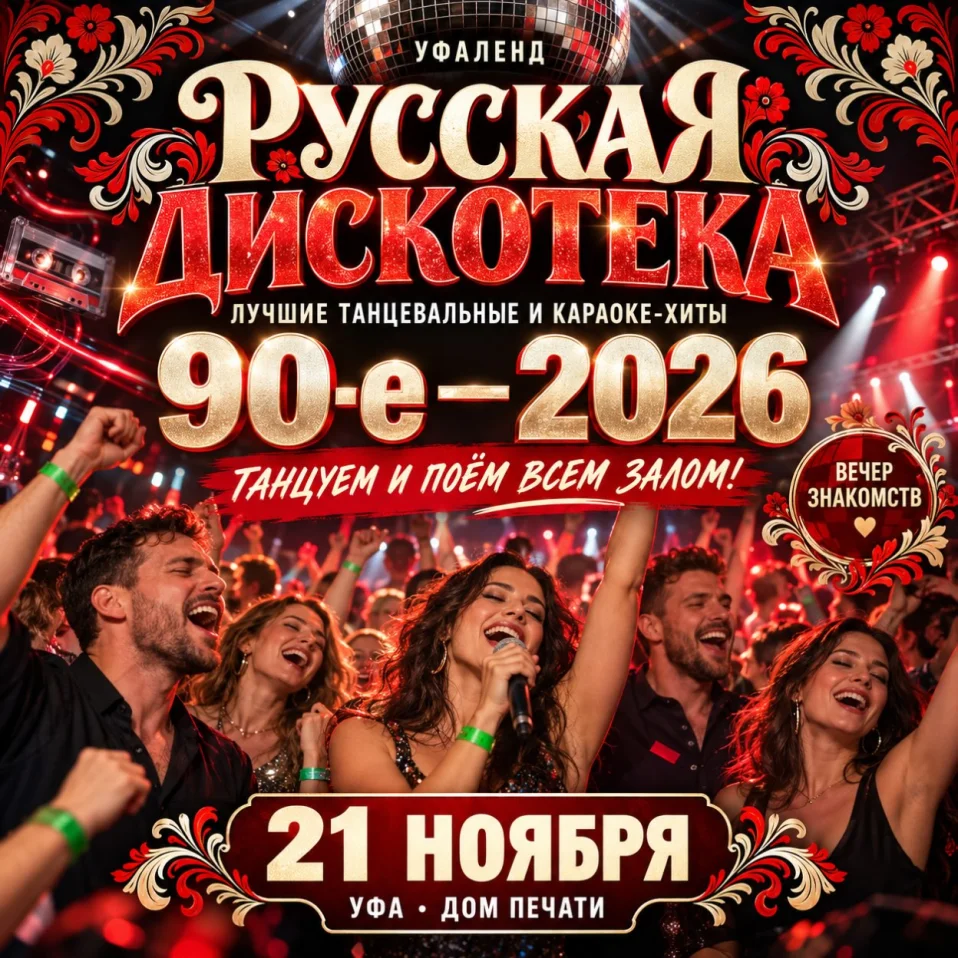 Русская дискотека 90-х — 2026: лучшие танцевальные и караоке-хиты + вечер знакомств